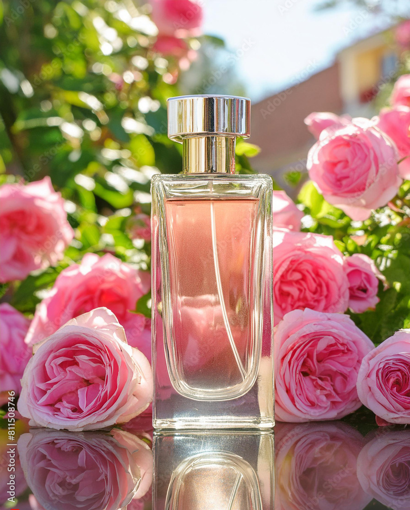 Perfume bottle with roses Perfume bottle with roses