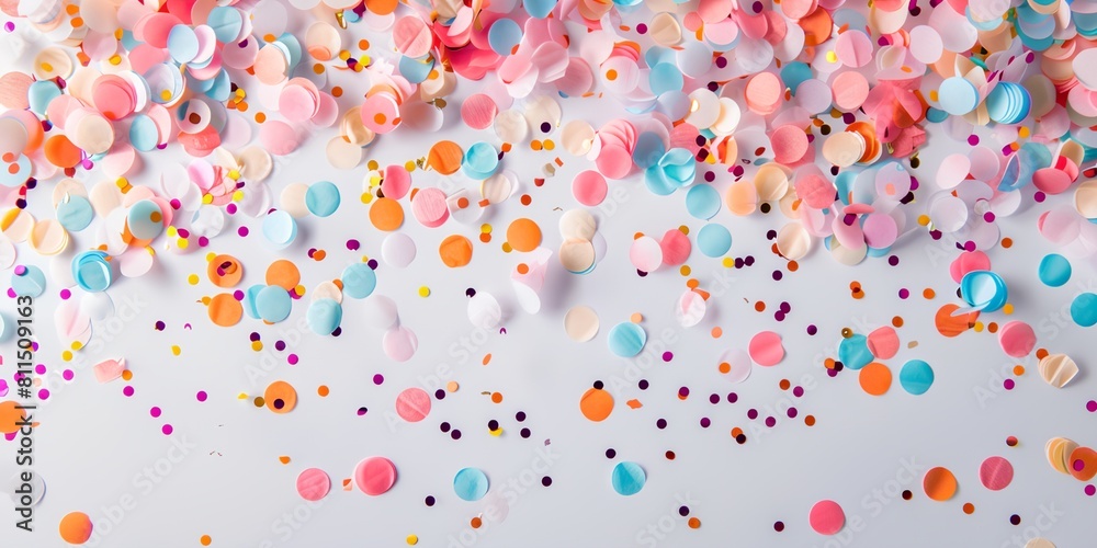 a white wall with a lot of colorful confetti