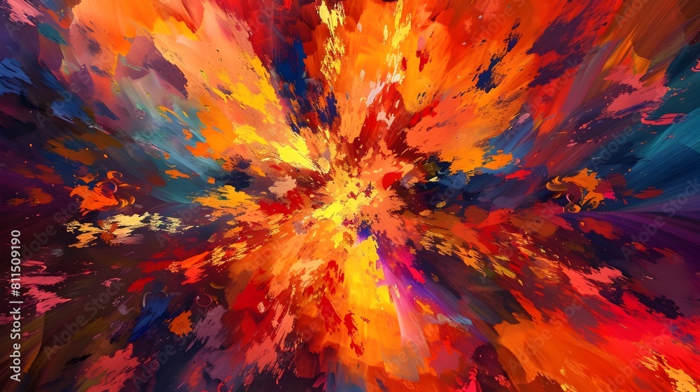 Obraz premium Powerful and Dynamic Abstract Explosion of Vibrant Colors and Energetic Motion