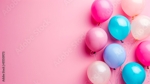 free space on the left corner for title banner with a colorful balloons.