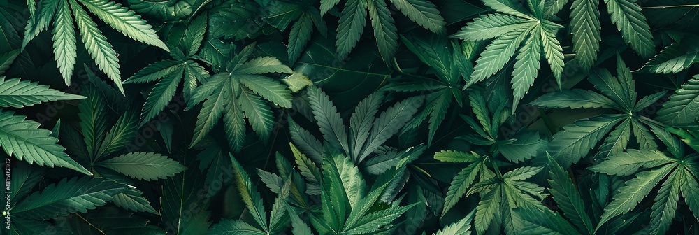 a close up of a bunch of green cannabis leaves a close up of a bunch of green cannabis leaves