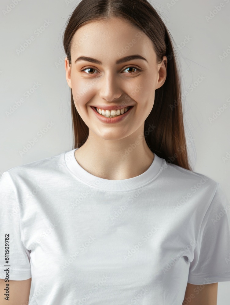 Woman wearing white tshirt mockup created with generative AI