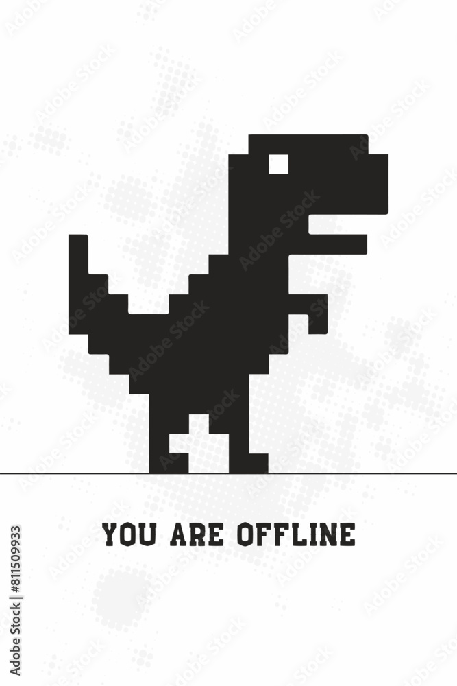 Chrome Dino Dinosaur Poster Design, You are Offline, Dinosaur Poster Design, Minimalistic Poster Desinger