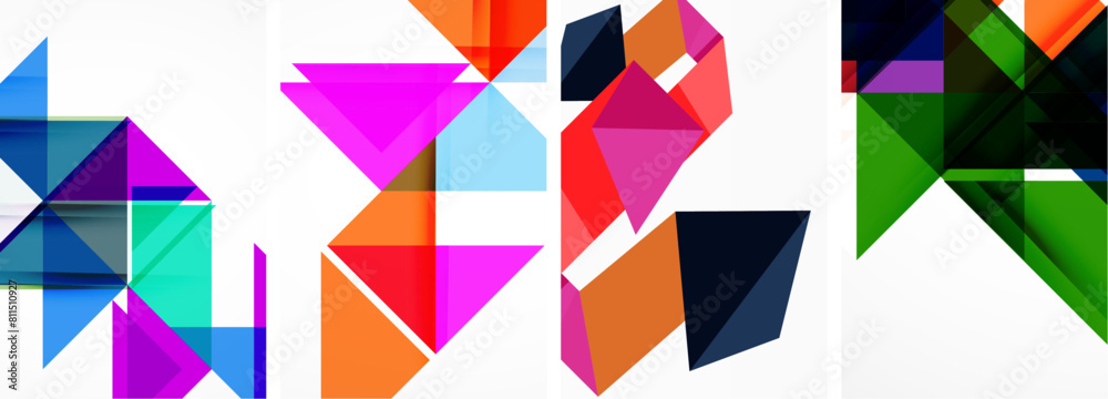 Triangle poster geometric background set Triangle poster geometric background set