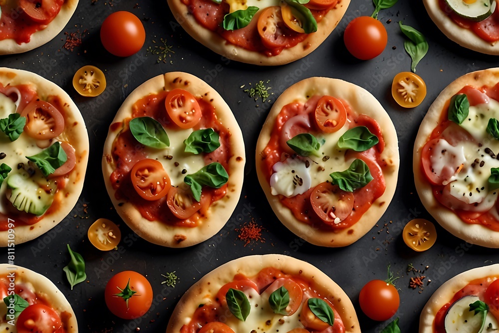 pizza with tomatoes and mozzarella Delicious Pizza Slice with Fresh Tomatoes and Spicy Vegetables