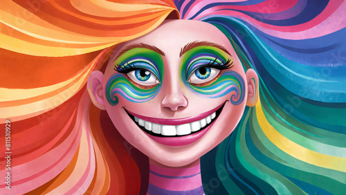 an abstract image of a smiling woman face