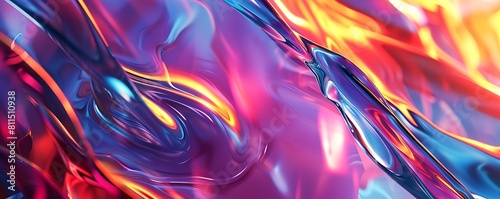 Bold and Dynamic Holographic Liquid Metal Shape Background