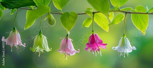 In the morning, in the valley different colored Chionanthus flowers photo