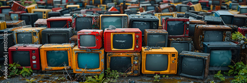 lock and key,  Pile of used televisions © hussan