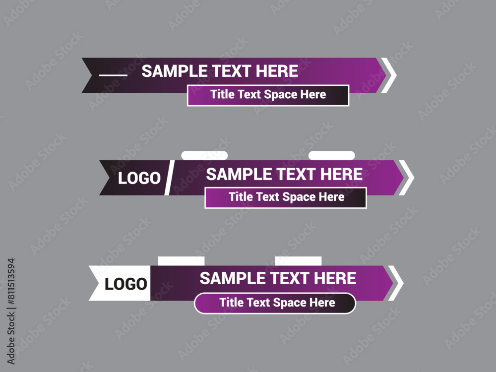 Vector Lower Third for Television News Bar Design Template, Lower Third News and Video Bars Set