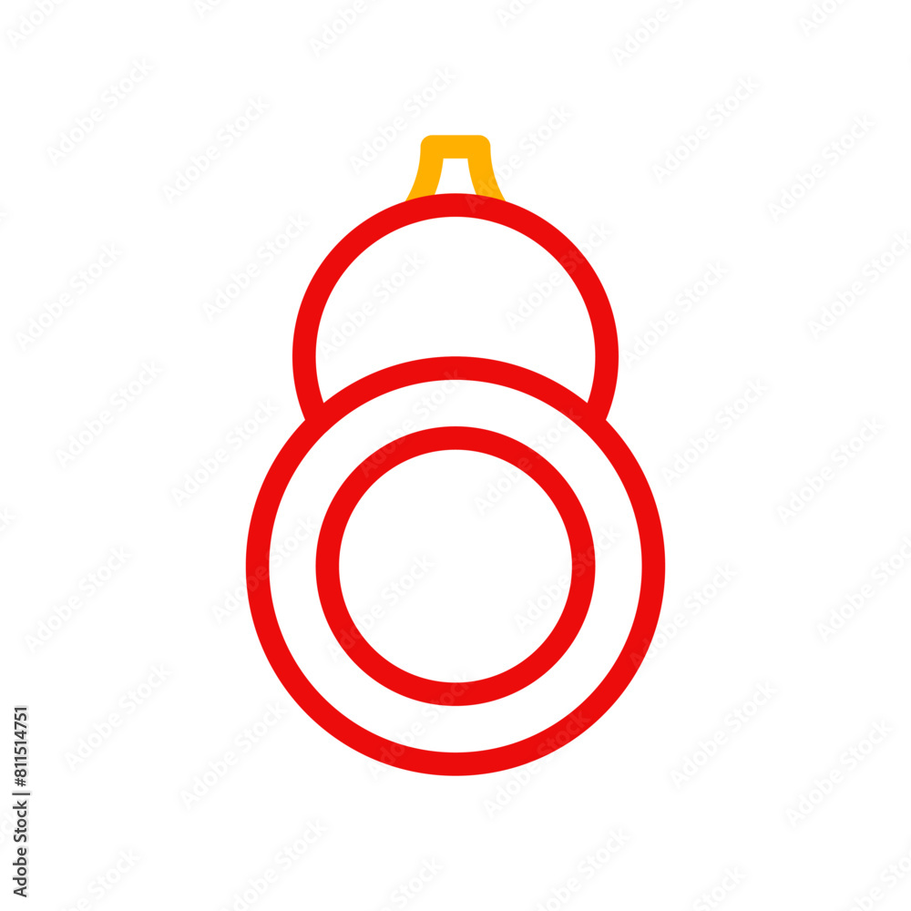 Calabash icon duocolor red yellow chinese illustration