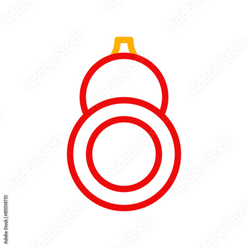 Calabash icon duocolor red yellow chinese illustration