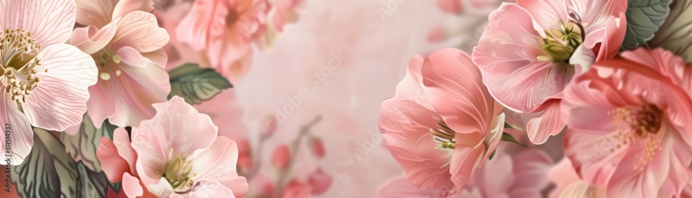 Abstract flowers in a frame with pink flowers give a modern twist to the classic floral template, Watercolor design Blank frame template Sharpen with large copy space on center Abstract flowers in a frame with pink flowers give a modern twist to the classic floral template, Watercolor design Blank frame template Sharpen with large copy space on center