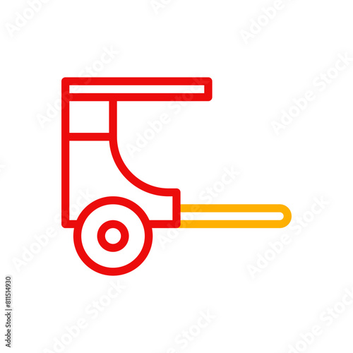 Rickshaw icon duocolor red yellow chinese illustration