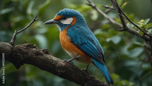 Beautiful attractive bird standing on a tree branch