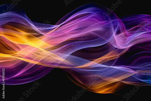 neon light swirls dancing in colorful or pastel with vivid streaks, isolated on a black background.