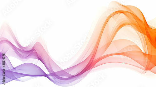 Abstract background with colorful curves and waves, a light purple and orange gradient, white space
