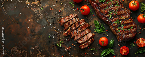 A steak journey on the right side of the banner, copyspace included photo