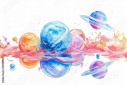 Delve into the weirdness of quantum physics in a kawaii creative futuristic charismatic watercolor painting photo