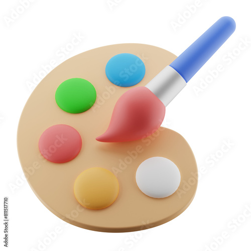 Paint tool illustration isolated. creative art, paint brush 3d render icon.