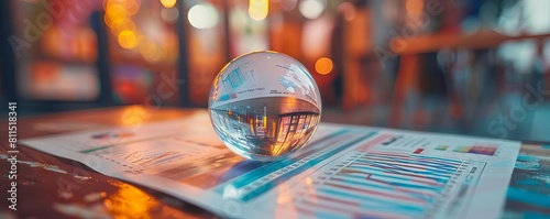 Wallpaper Mural A creative shot of financial reports next to a crystal ball, emphasizing forecasting performance Torontodigital.ca