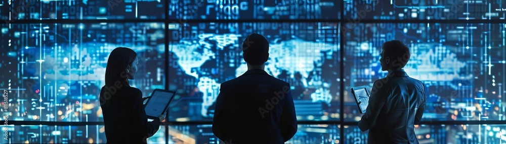 A crossindustry collaboration where analysts from different sectors exchange optimization strategies on digital boards A crossindustry collaboration where analysts from different sectors exchange optimization strategies on digital boards