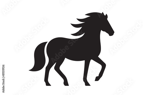 isolated black silhouette of a horse collection, Set of horse silhouette vector. A silhouette of a running horse, horse silhouette vector illustration © Unique