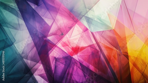 Multi colored geometric polygons in an abstract background photo