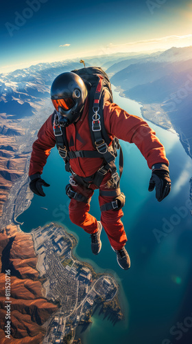Skydiving, Free-fall excitement, Heart-pounding dives, Sky-high views, Parachute moments, Aerial perspectives