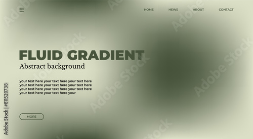 Abstract gradient web page design template, background with smooth blur shapes and sample text, copy space.Green color.Copy space. Gradient mesh.Grapic design.