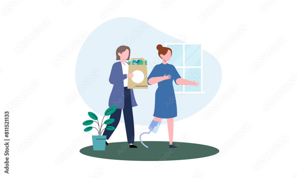 World humanitarian day illustration, community care people World humanitarian day illustration, community care people