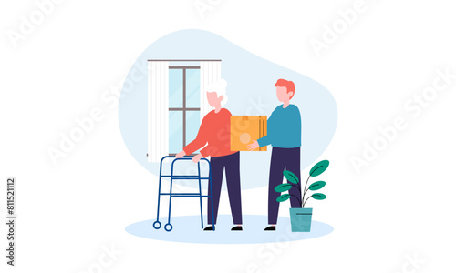 World humanitarian day illustration, community care people