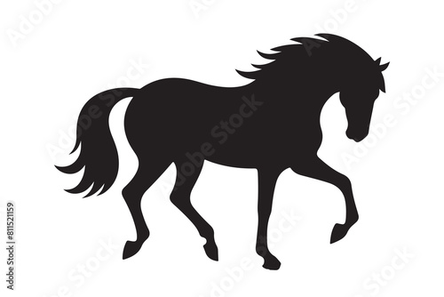 isolated black silhouette of a horse collection, Set of horse silhouette vector. A silhouette of a running horse, horse silhouette vector illustration