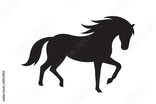 isolated black silhouette of a horse collection, Set of horse silhouette vector. A silhouette of a running horse, horse silhouette vector illustration