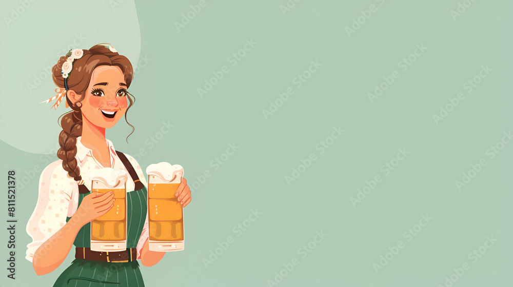 Beer festival waitress with beer ,generative ai Beer festival waitress with beer ,generative ai