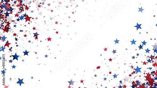 A dynamic scene of red  white and blue star confetti. American flag set against a pure white background  to celebrate the essence of US Independence Day -02
