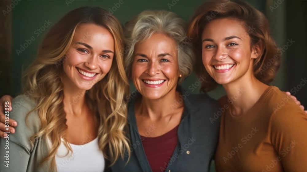 A family portrait with three generations of women. A family portrait with three generations of women.
