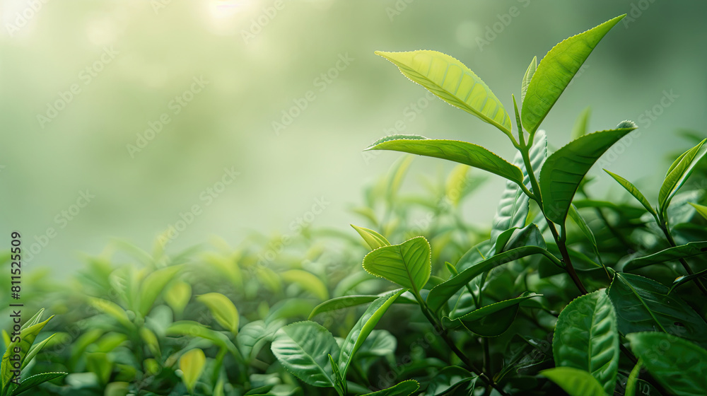 Young tea bud and leaves, tea plantation Young tea bud and leaves, tea plantation