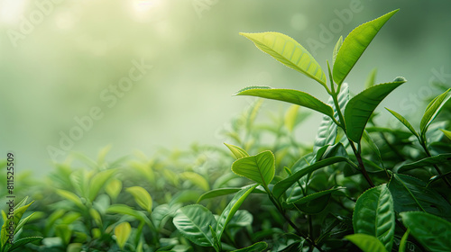 Young tea bud and leaves  tea plantation