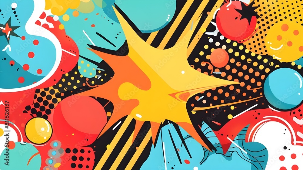 Obraz premium Abstract colorful comic panel background vector illustration