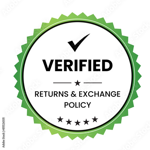 Verified Returns & Exchange policy badge, Returns policy logo design, verified logo, verified icon