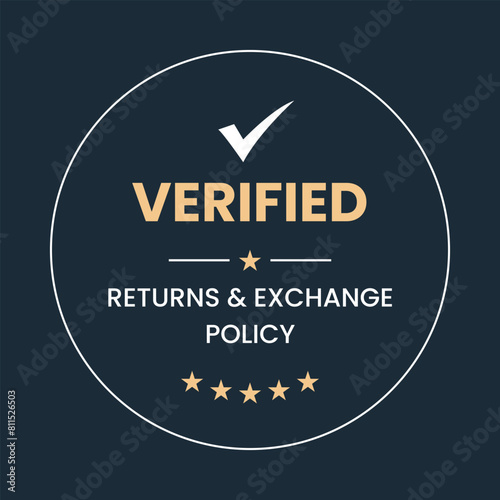Verified Returns & Exchange policy badge, Returns policy logo design, verified logo, verified icon