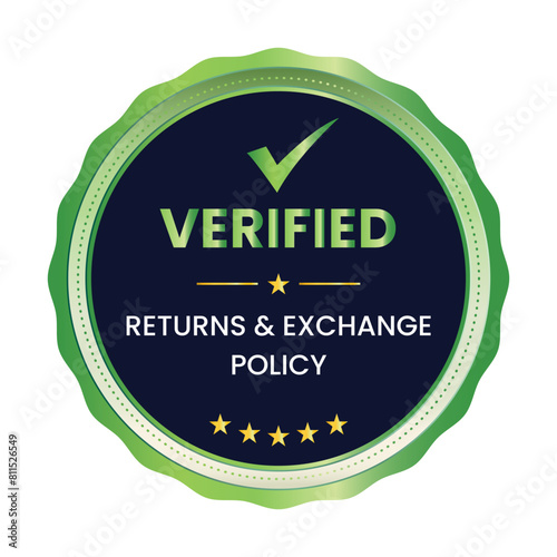 Verified Returns & Exchange policy badge, Returns policy logo design, verified logo, verified icon