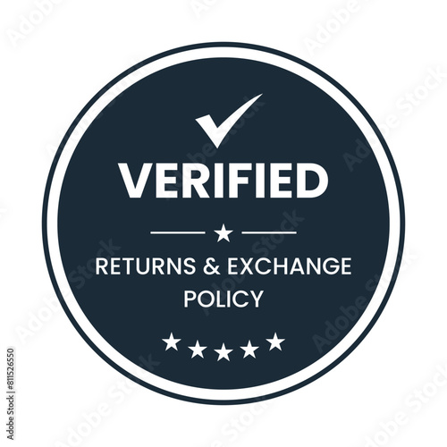 Verified Returns & Exchange policy badge, Returns policy logo design, verified logo, verified icon