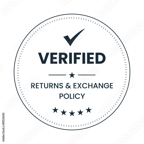 Verified Returns & Exchange policy badge, Returns policy logo design, verified logo, verified icon