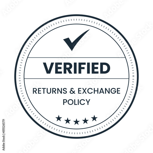 Verified Returns & Exchange policy badge, Returns policy logo design, verified logo, verified icon