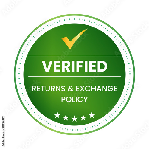 Verified Returns & Exchange policy badge, Returns policy logo design, verified logo, verified icon