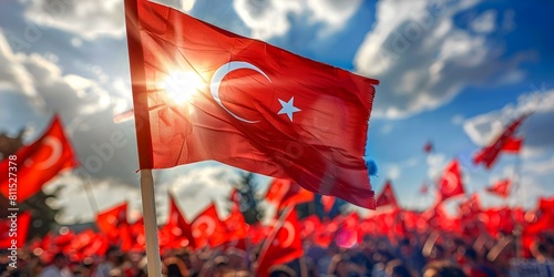 Proudly Celebrating Republic Day in Turkey with Patriotism and National Unity. Concept Republic Day celebration, Turkish patriotism, National unity, Festive decorations, Turkish flags photo