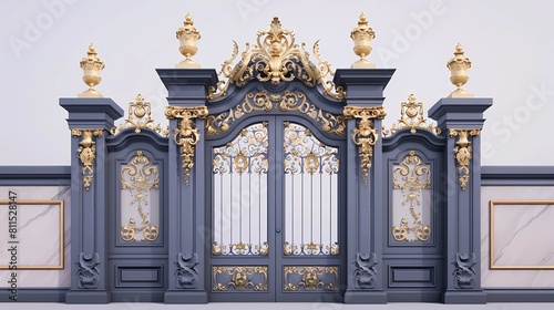 Luxury palace gate with golden ornaments, Generative AI illustrations. photo