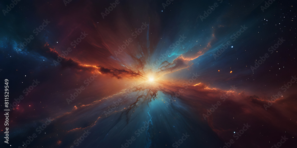 Space background with realistic nebula and shining stars. Colorful cosmos with stardust and milky way. Magic color galaxy. Neon Nebula, high resolution background for sci-fi and gaming related c